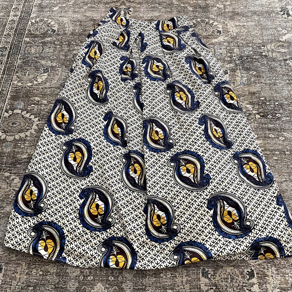 Anthropologie Mille Collines Maaike Maxi Skirt Tan Blue Women's Size 10